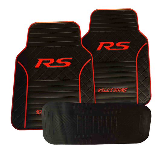 Rally Sport-RS Universal PVC Rubber Floor Mat – 5 Psc | Black Red