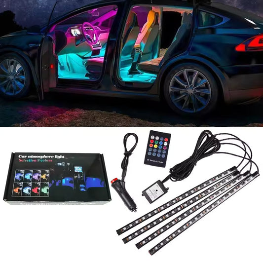 car Interior Atmosphere Led Light Remote Control Light With RGB Color & Sound sensor